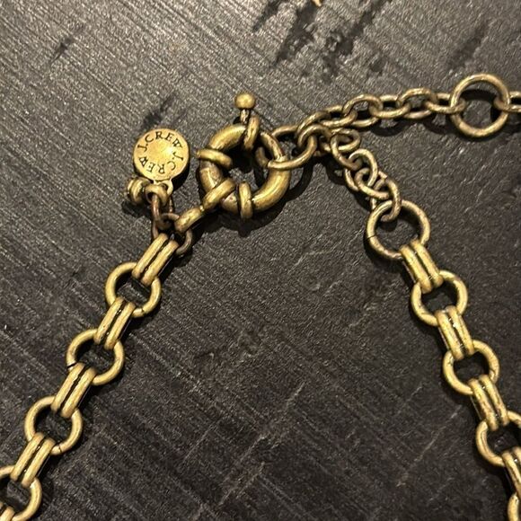 J. Crew Gold Tone Bib Style Pastel Rhinestone Statement Necklace Floral​​​​​​ - Picture 5 of 7